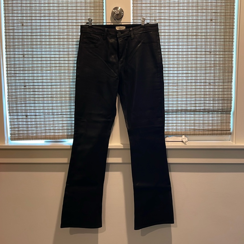 L’agence Oriana high-rise, straight embossed denim